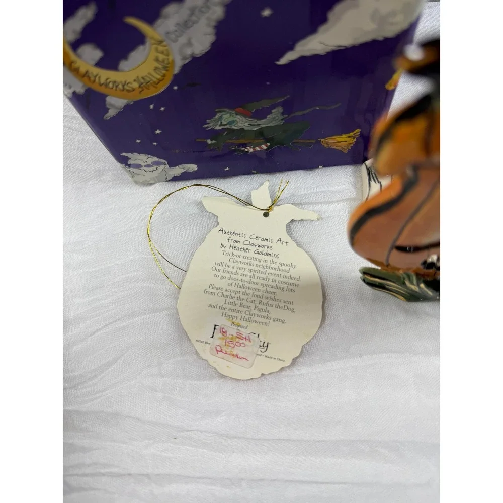 Blue Sky Clayworks Heather Goldminc Halloween Pumpkin Candle Holder HW22097